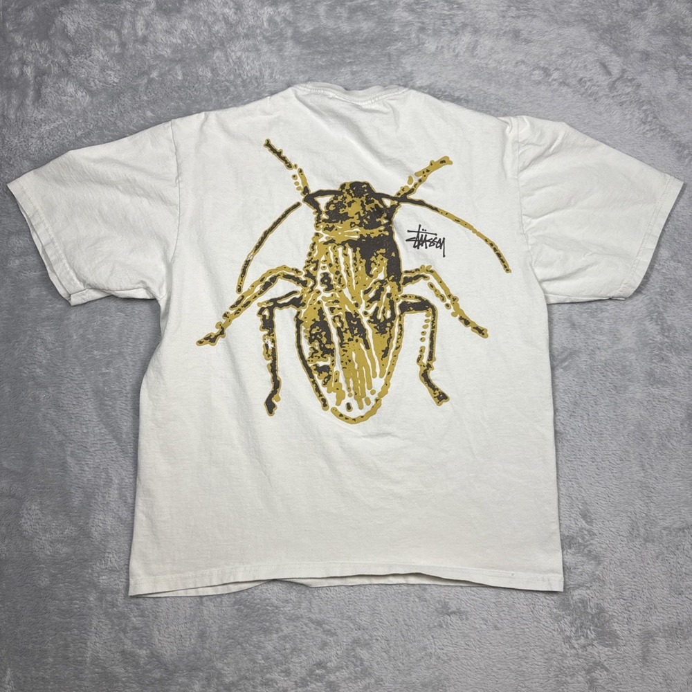 Stussy Roach Tee T-Shirt Men Medium Beige Short Sleeve Streetwear